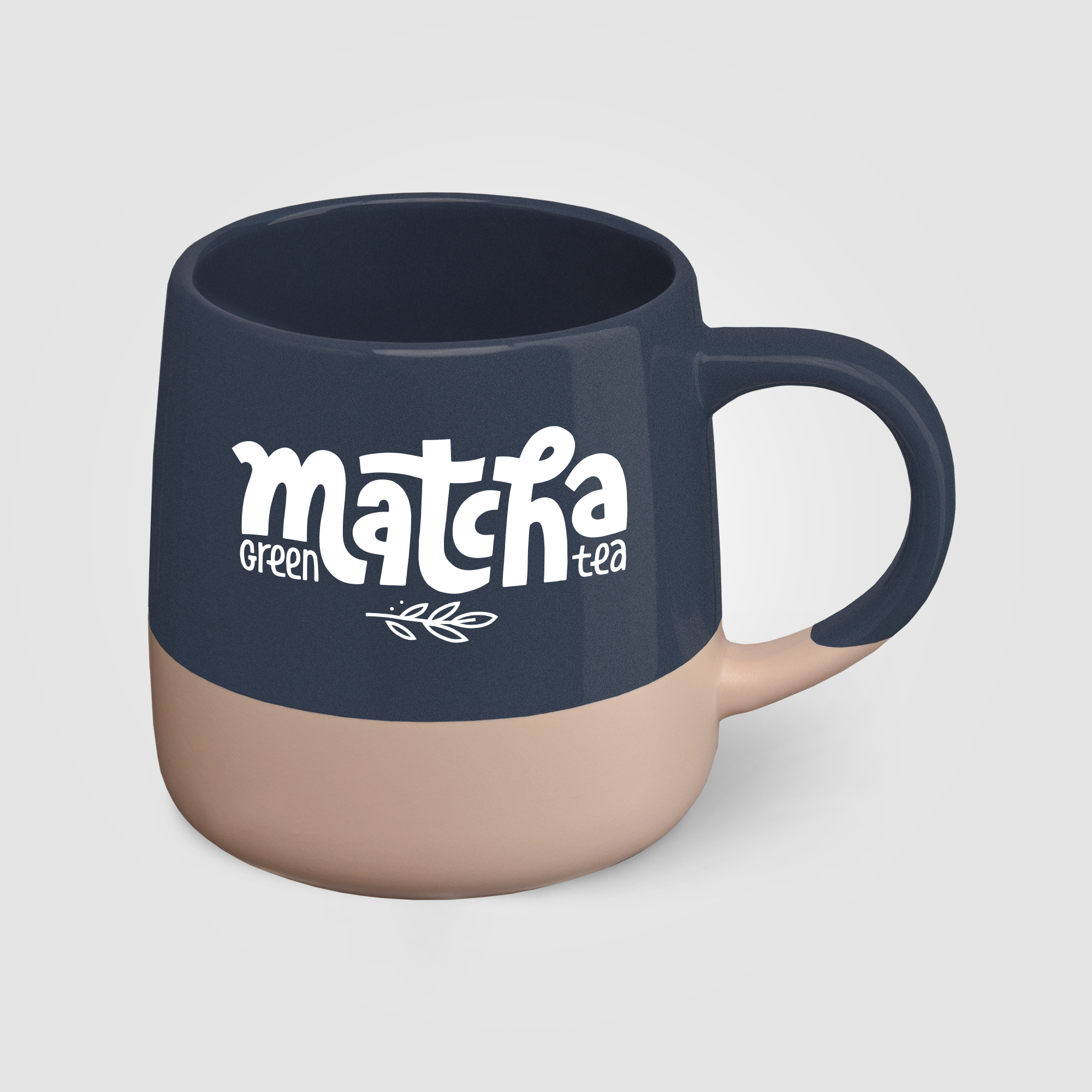 Mug publicitaire céramique 445 ml design blocs de couleur Atlas Bleu marine